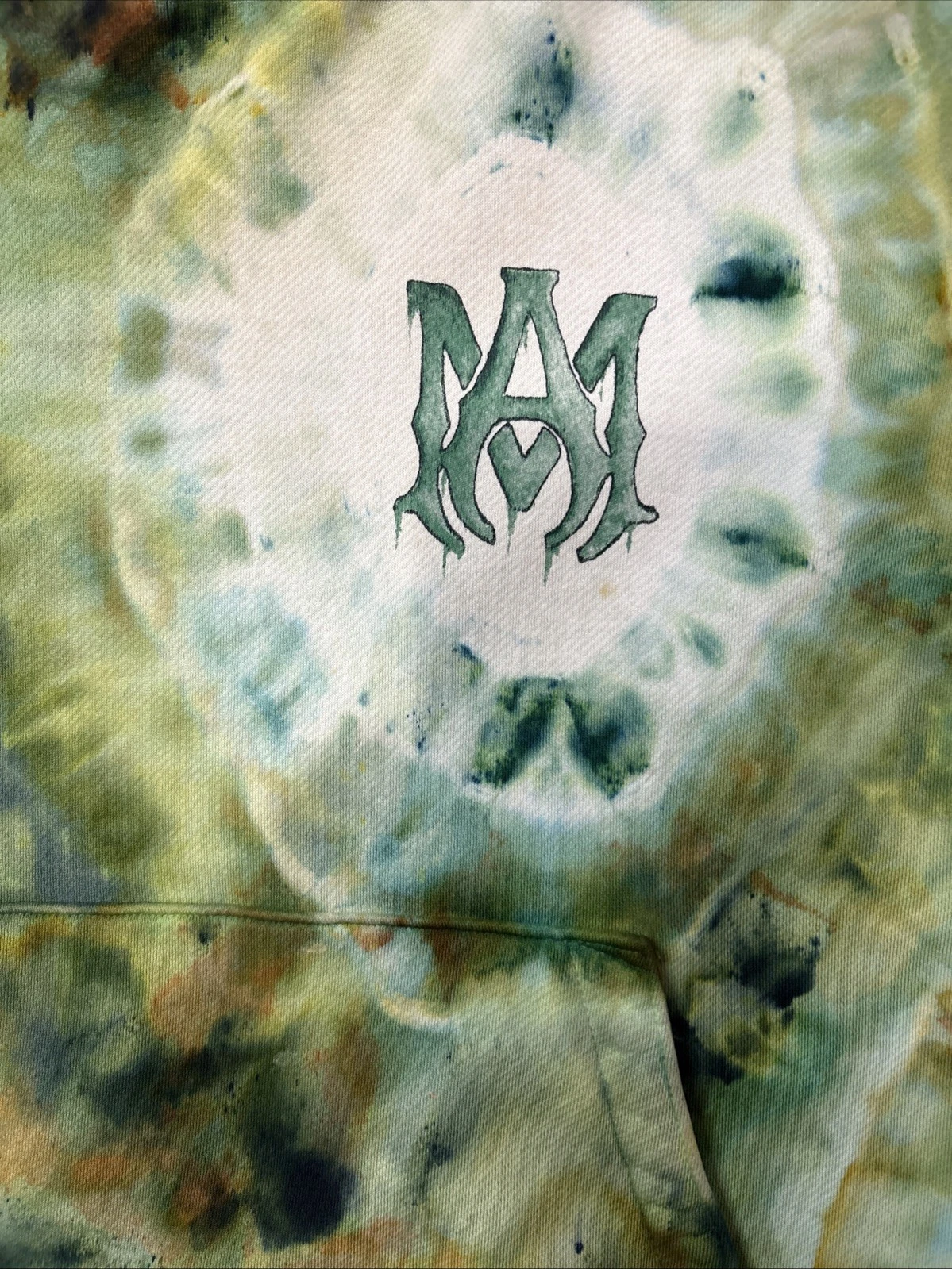 FELPA CON CAPPUCCIO AMIRI VERDE TIE DYE BONES