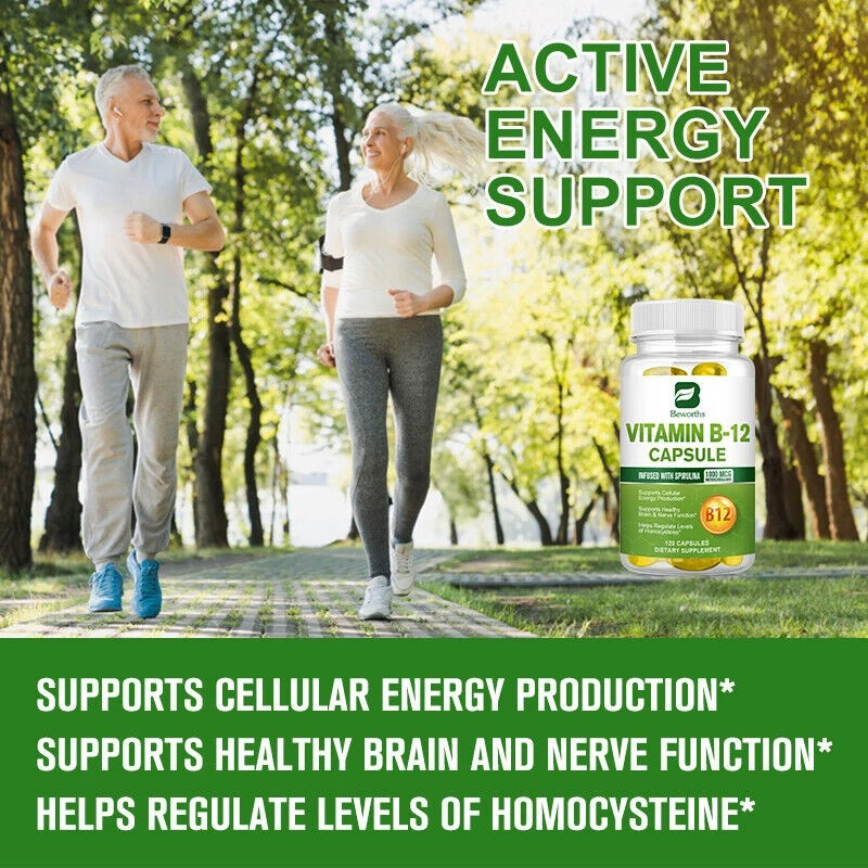 Vitamina B12 (metilcobalamina) 1000 mcg vegana 120 cápsulas blandas más espirulina orgánica Foto 2 de 4