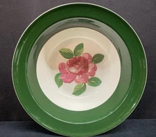 Taylor Smith & Taylor #9503 Pink Rose Green Rim Serving Bowl 9”