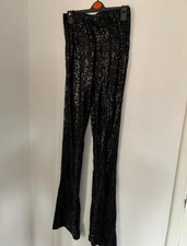 Zara Black Sequin Flare Trousers Size 8