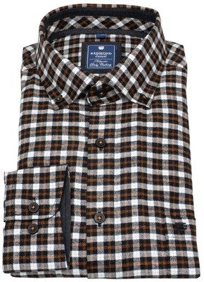 Redmond Flanellhemd Comfort Fit Button Down kariert schwarz / weiß