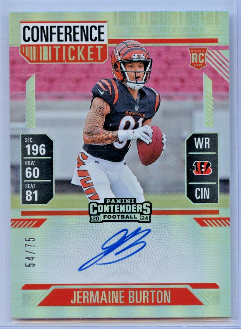 2024 Panini Contenders Jermaine Burton Conference Ticket AUTO /75 135 Bengals