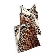 Roberto Cavalli Leopard Print Top Skirt Set