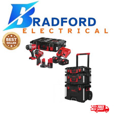 Milwaukee M18 & M12 Fuel Impact Wrench Twin Kit with PACKOUT Set & 4 Batteries