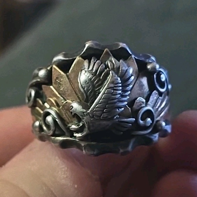 running bear rb eagle sterling silver eagle ring … - image 1