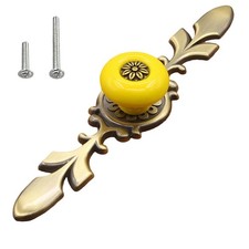 8 Pack Retro Ceramic Knobs,Vintage Dresser Kitchen Petal Cabinet Pulls Zinc A...