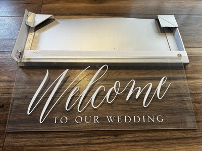 Clear Acrylic Welcome to Our Wedding Sign Cheap wedding Decor 24 x10  Open Box