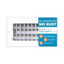 Cubiertas de ventilación de aire de aluminio de 8 x 4 pulgadas (apertura de conducto) para rejilla de aire acondicionado de pared, Premiu...