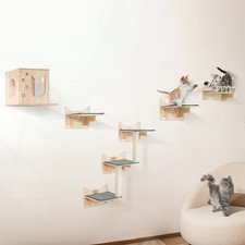 Wall-Mounted Cat Tree - 5-Piece Set w/Shelves, Jumping Boards  Cozy Nest