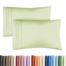 2 Pack Queen Size Pillow Covers, Luxury Soft, Fade Resistant, Green