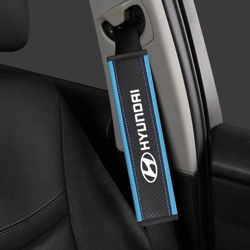 全新皮革汽车安全带 肩垫 保护套 适用于现代 图森、索纳塔、伊兰特 — 第 2/4 张图片