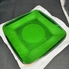 New ListingLot of 15 Anchor Hocking Charm Forest Green Glass Square  Plates 8-6.5”