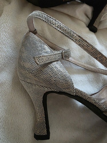 Tanzsport Schuhe Latein, Salsa Rumba Tango, Glitzer, Riemchen, Weiches Leder 39 - Bild 7 von 21