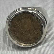 Sterling Silver 925 Coin Design Signet Ring S...
