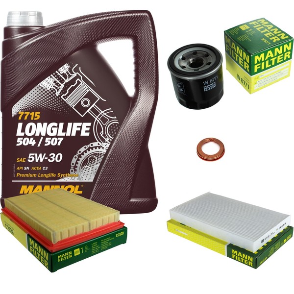 Mann Inspektionspaket 5L Mannol Longlife 504/507 5W-30 FüR Nissan Juke 1.6-image