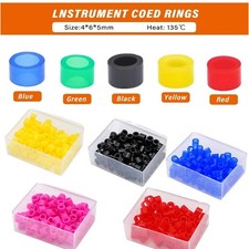 100Pcs/Bag Dental / Hygienist Instrument Silicone Color Code Rings Autoclavable