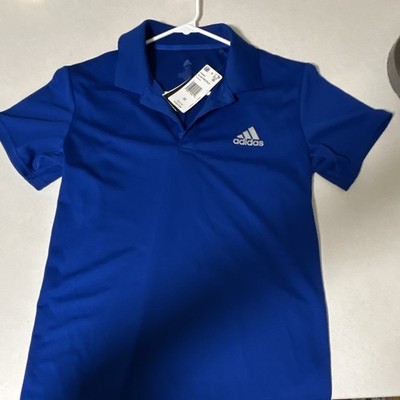 adidas Club Rib Polo Blue Men's M Short Sleeve Collared Button Logo Climalite