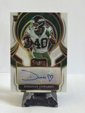 Panini Select 2025 White Prizm Select Signatures Donovan Edwards Jets Rookie Au…