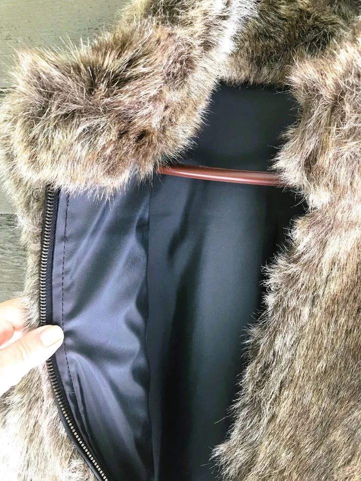 Chaleco con cremallera de piel sintética Blassport reversible ~ pesado, cálido ~ talla M para mujer Foto 3 de 4