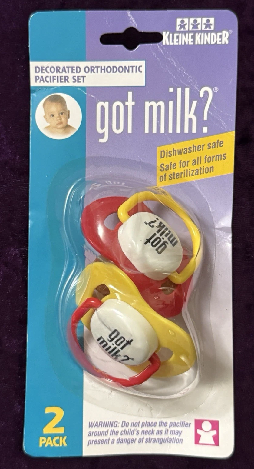 Infantino GOT MILK Pacifier 2 Pack VTG Vintage 1999 Baby Infant Binky NIP Sealed
Opens in a new wind