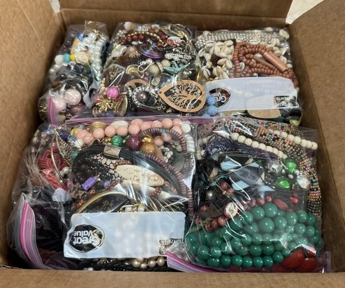20lbs+ Lot of Vintage to Now WEARABLE Mixed Costume Jewelry Box Bulk Resale #5!