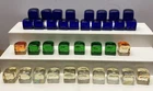 Lot Of 36 VTG Glass Cubes 1” Murano Style: 18 Cobalt 10 Clear 6 Green 2 Amber