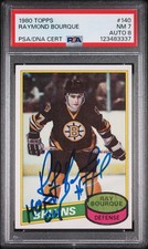 1980 Topps Raymond Bourque PSA 7 Auto 8 Rookie Boston Bruins #140