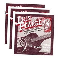 John Pearse Resophonic Strings Phosphor Bronze G Tuning 16-59 (3 Pack Bundle) 