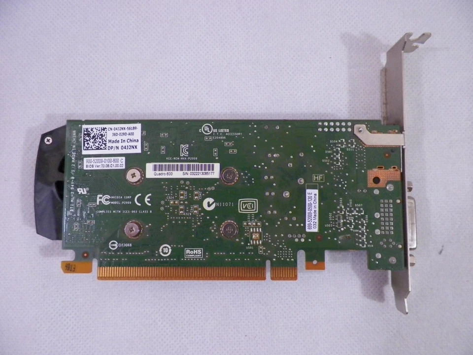 NVIDIA Quadro 600 1GB DDR3 PCIe x16 DisplayPort DVI Video Card - Image 2 of 4