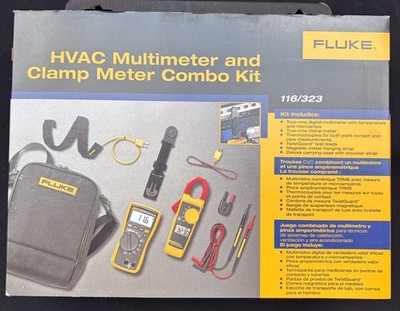 Fluke 116/323 KIT HVAC Compact Multimeter & Clamp Meter Combo Kit, 9V Alkaline