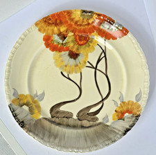 Clarice Cliff Newport Art Deco 8" side plate decorated in the Rhodanthe pattern