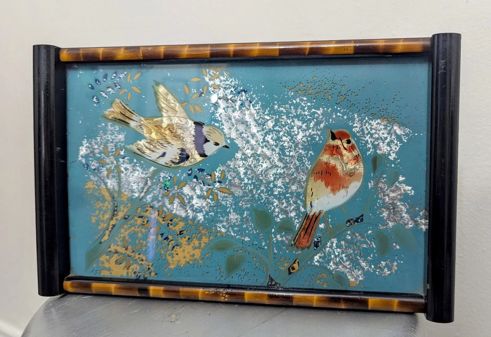 Art-Déco Kristalltablett / Hinterglasmalerei – um 1900 - Bild 4 von 4