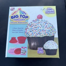 As Seen On TV Big Top Cupcake Silicone Bakeware 2 Piece Mold Set Giant Bonus New
