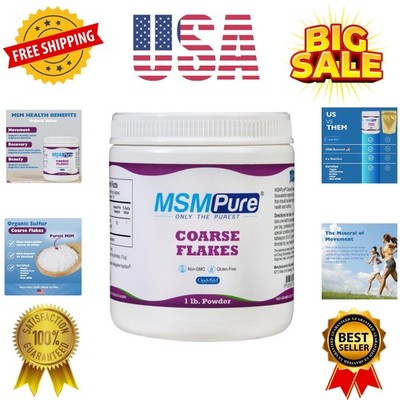 MSMPure MSM - 1 lb Coarse Powder Flakes, 99.9% Pure Distilled Organic Sulfur ...