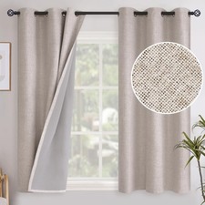 YoungsTex Linen Blackout Curtains 48 Inch Length for Bedroom, Short Thermal I...