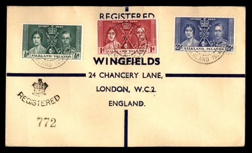 Mayfairstamps Falkland Islands FDC King and Queen Registered Crown First Day Cov