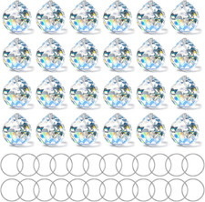 24 Pcs Clear Crystal Ball Prism, Upgraded 1.2"/30Mm Suncatcher Rainbow Pendants