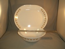 2 Pc Vintage Corelle Livingware by Corning Butterfly Gold-Platter & Serving Bowl