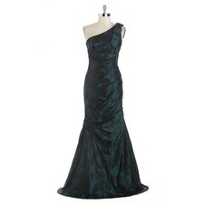 NEW DAVID MEISTER ONE SHOULDER BROCADE MERMAID BOW DRESS GOWN SIZE 2 558 GREEN