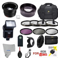 CANON EOS REBEL DSLR T5/1100D T5I HD PRO KIT WIDE ANGLE ZOOM FLASH CASE FILTERS