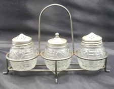 Vintage Pair Salt & Pepper Shakers, Condiment Set Silver Plate Made in England