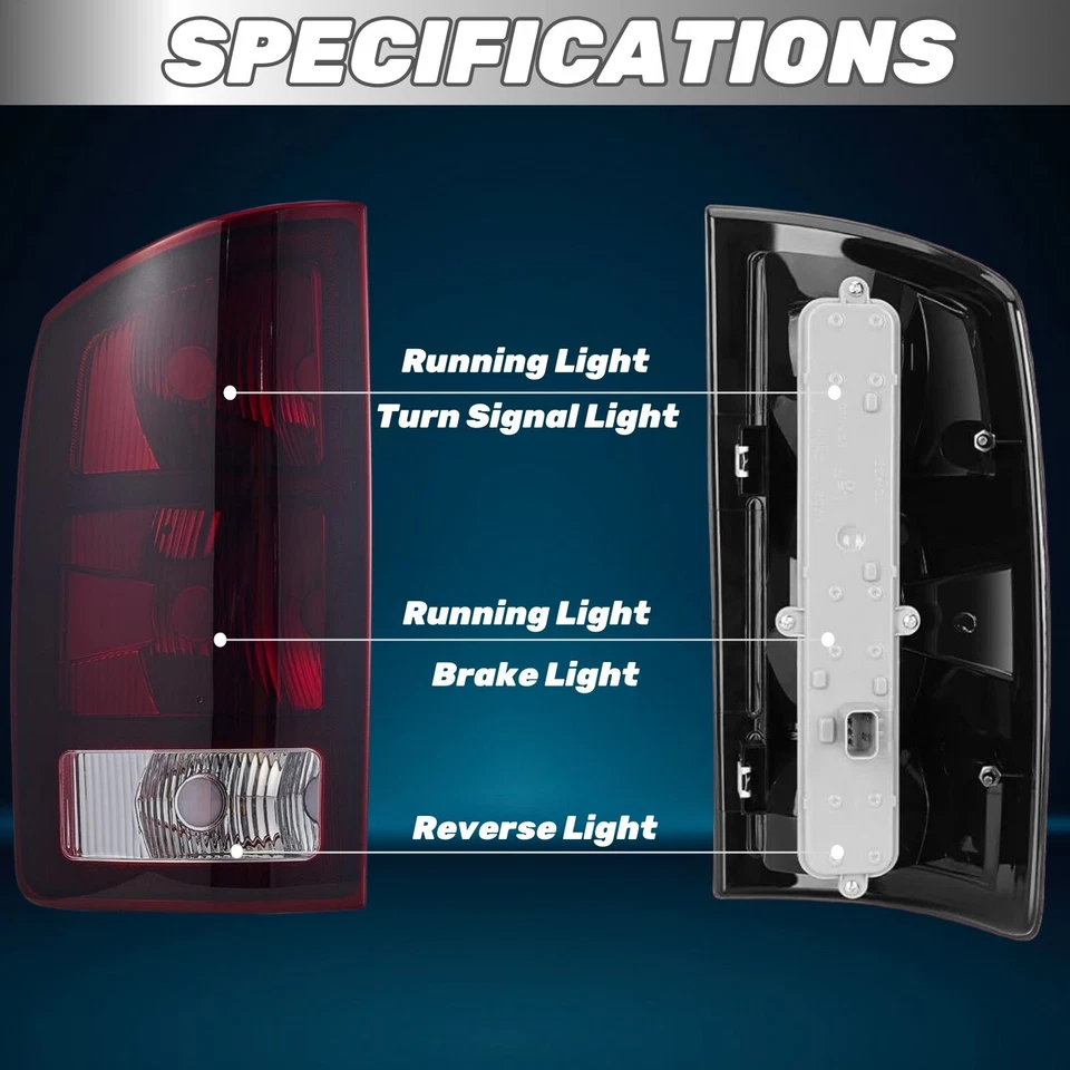 Tail lights for Dodge Ram 1500 2500 3500 pickup 2002-2006 With Connector Plates Foto 4 de 4