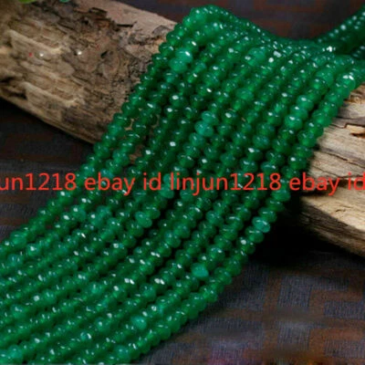 10 Strands Natural 2x4mm Green Emerald Faceted Gemstone Loose Beads 15" AAA++ - Image 1 of 4
