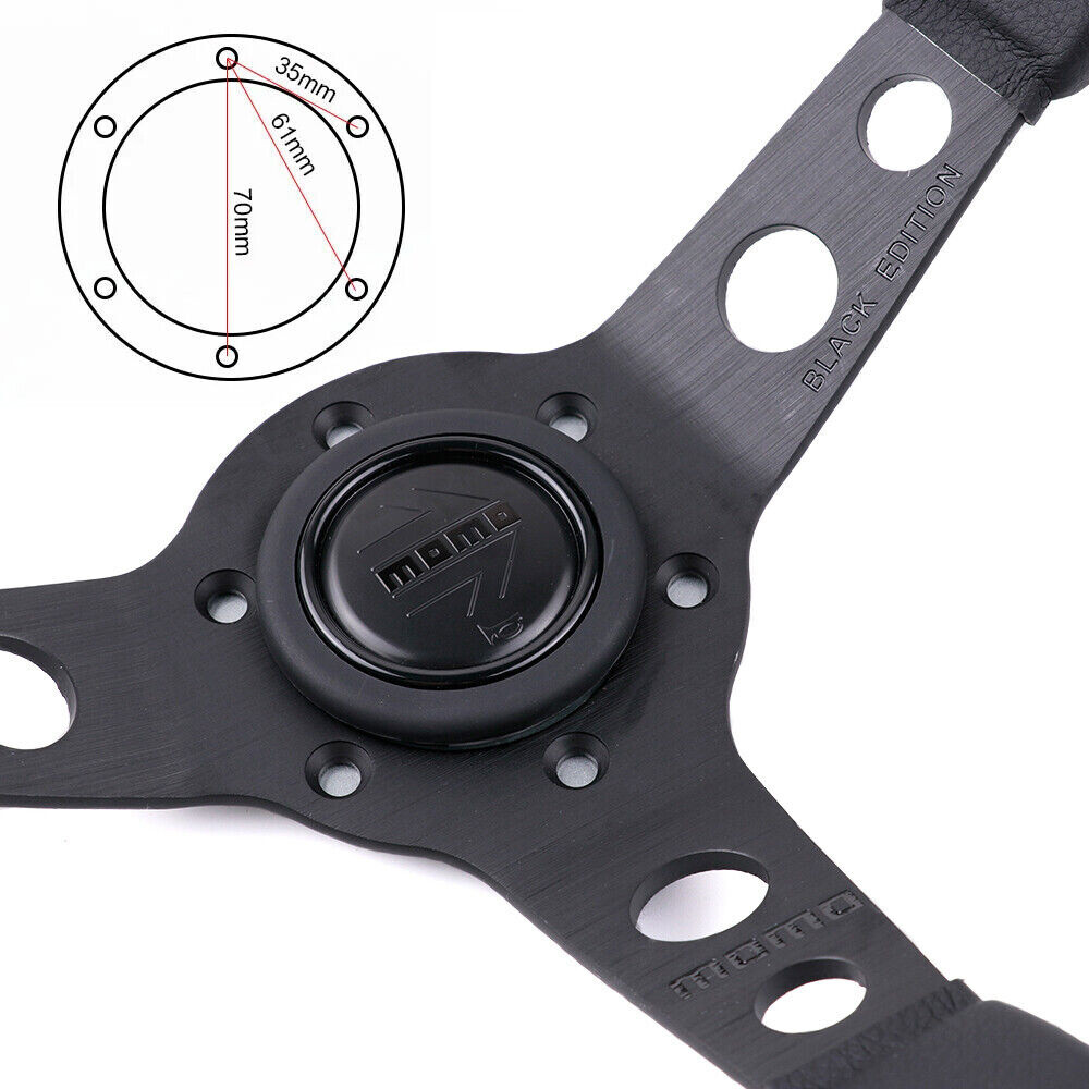 350mm/14inch MOMO MOD07 BLACK EDITION Deep Dish Leather Sport