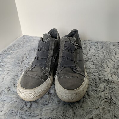 Blowfish Shoes Womens Mamba Wedge Casual Sneakers Gray Canvas