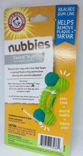 Arm & Hammer Dog Toy Nubbies Bone Duality Toy Green Apple Flavor NEW!!! - Picture 12 of 23