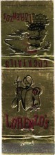 Lorenzo's Orange CA Vintage Matchbook Cover Restaurant 1970s