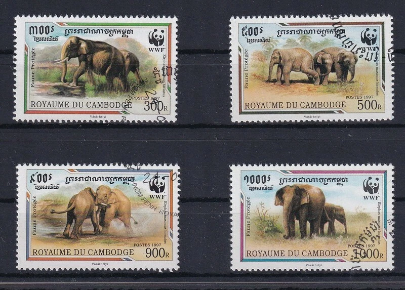 WWF Kambodscha 1997 MiNr. 1680 - 1683 Elefanten kompletter Satz gestempelt - Bild 1 von 1