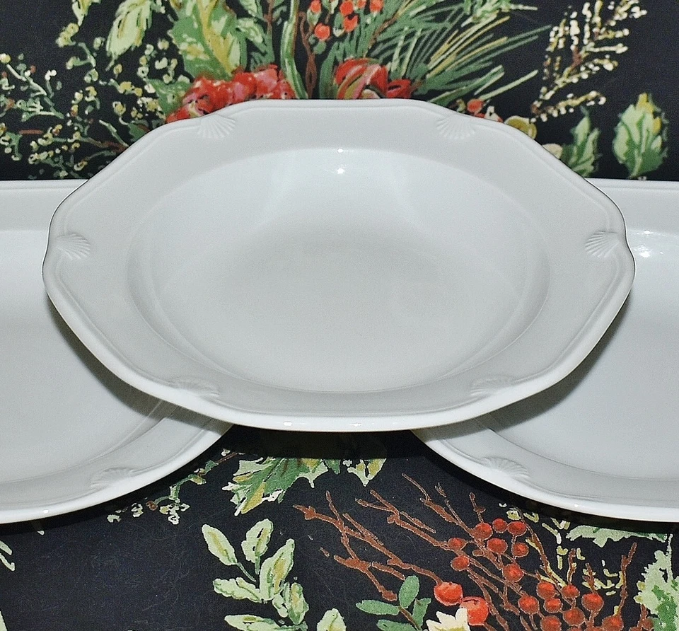 Pillivuyt France Set Of 3 Eclectique Light Gray Rimmed 8.5" Soup / Pasta Bowls - Image 3 of 4