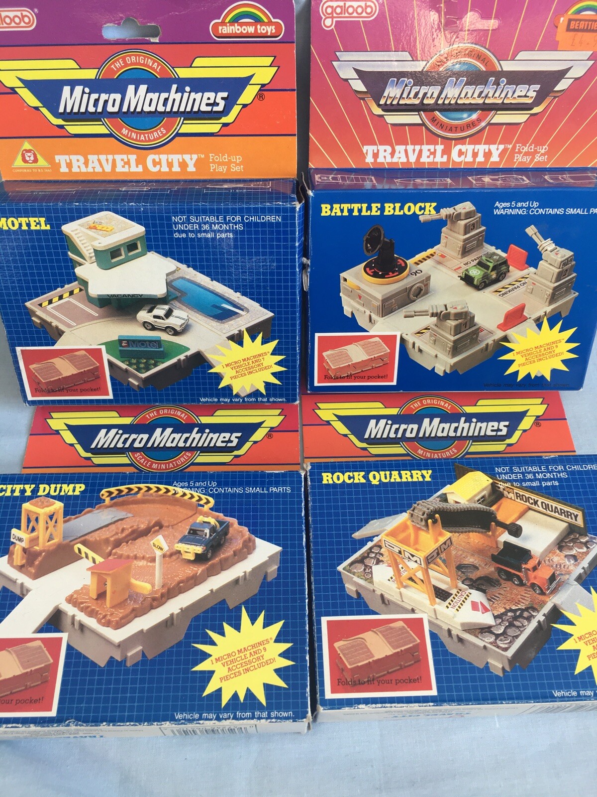 Micro Machines, Travel City Playsets, 4 In Total, Galoob, Boxed, Good